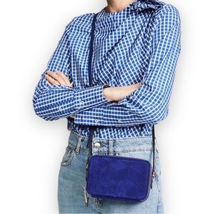 WELDEN Roam Camera Bag Blue Suede Crossbody